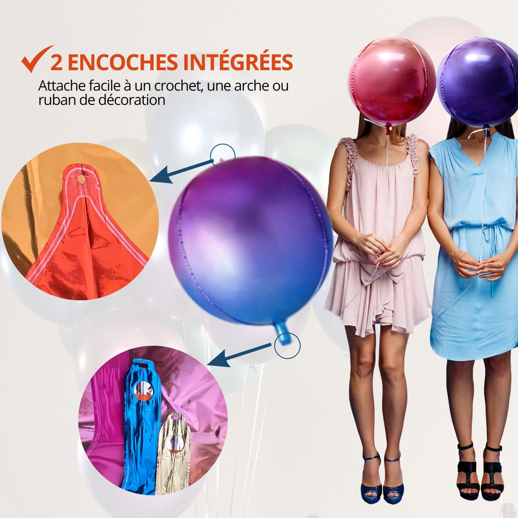 5 ballons brillants ronds 56cm pour vos fêtes