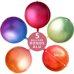 5 ballons brillants ronds 56cm pour vos fêtes